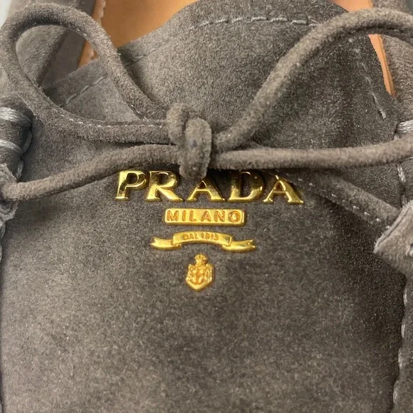 Prada Suede Bow Loafer Shoes 37 | US 7 - Picture 4 of 10